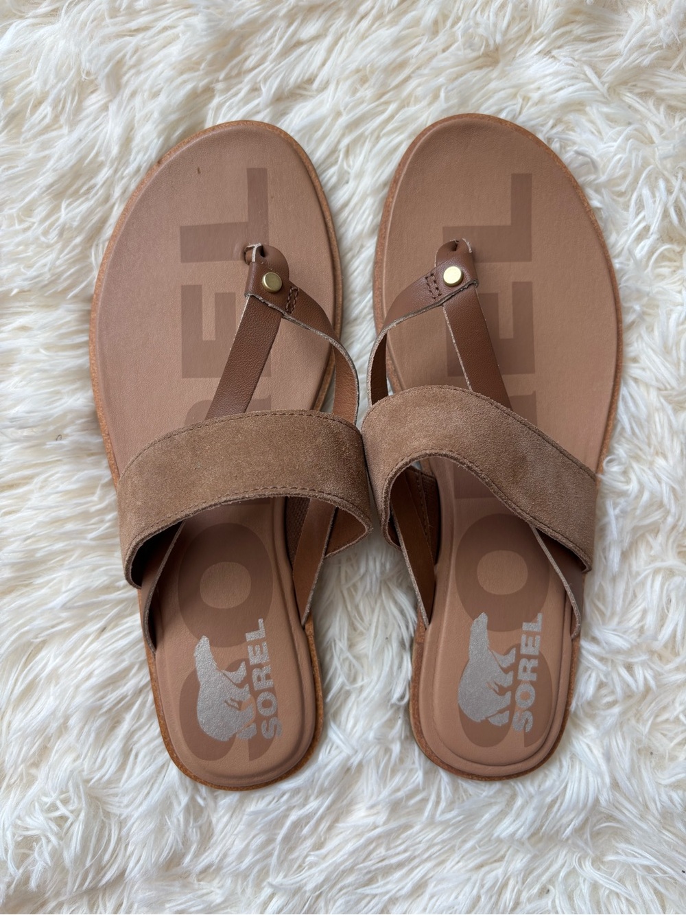 Sorel Ella II Women’s Leather Sandals Brown Tan Size 8